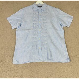 Banana Republic Men's Large Shirt Linen Embroidered Button Up Beach Vacation